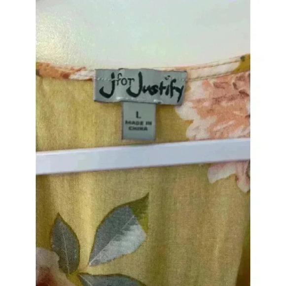 J FOR JUSTIFY yellow Floral Size Large maxi dress CUTE sleeveless - Picture 3 of 7